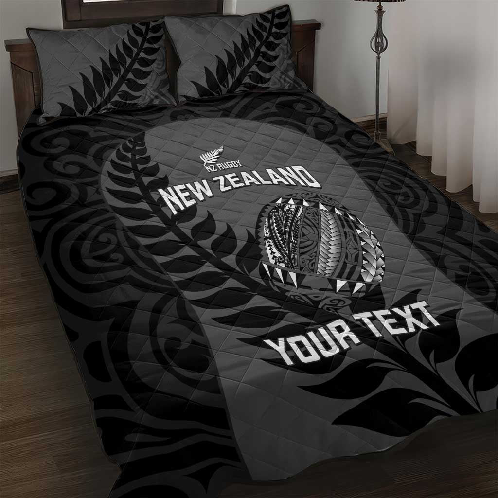 Custom New Zealand Silver Fern Rugby 2025 Quilt Bed Set Go Champions Aotearoa Maori Black