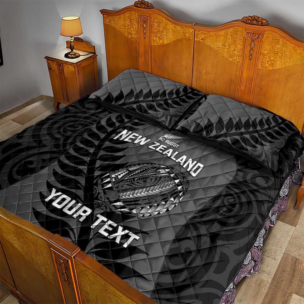 Custom New Zealand Silver Fern Rugby 2025 Quilt Bed Set Go Champions Aotearoa Maori Black