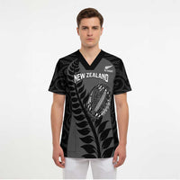 Custom New Zealand Silver Fern Rugby 2025 Scrub Top Go Champions Aotearoa Maori Black - Polynesian Pride