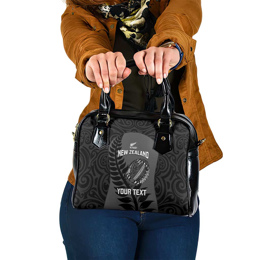 Custom New Zealand Silver Fern Rugby 2025 Shoulder Handbag Go Champions Aotearoa Maori Black