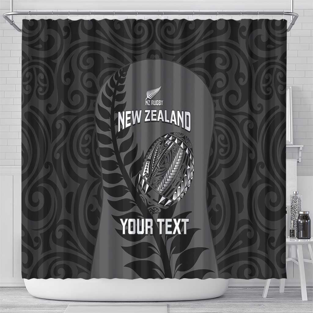 Custom New Zealand Silver Fern Rugby 2025 Shower Curtain Go Champions Aotearoa Maori Black