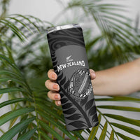 Custom New Zealand Silver Fern Rugby 2025 Skinny Tumbler Go Champions Aotearoa Maori Black