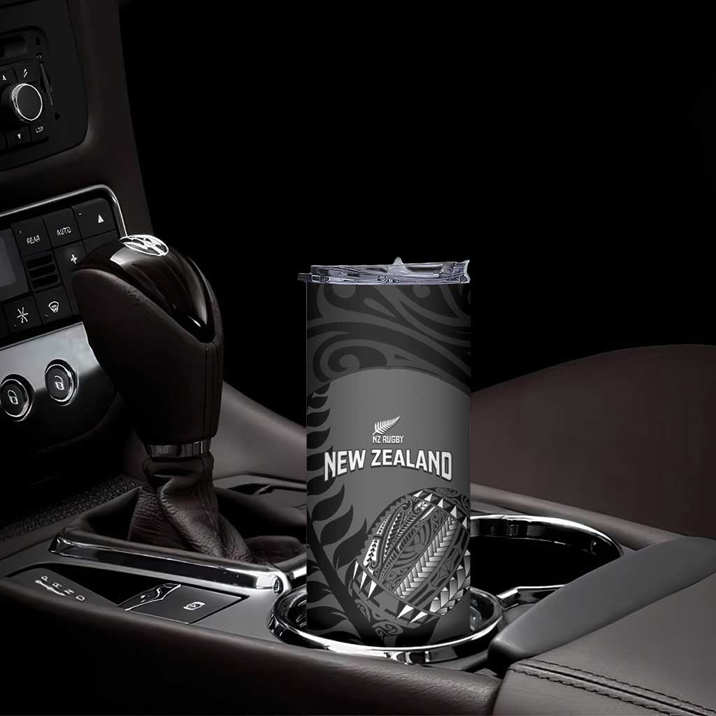 Custom New Zealand Silver Fern Rugby 2025 Skinny Tumbler Go Champions Aotearoa Maori Black