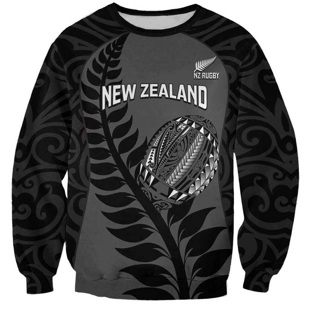 Custom New Zealand Silver Fern Rugby 2025 Sweatshirt Go Champions Aotearoa Maori Black