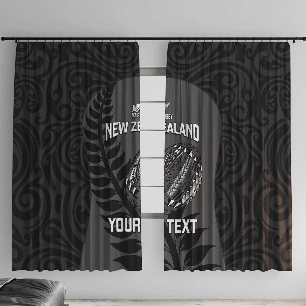 Custom New Zealand Silver Fern Rugby 2025 Window Curtain Go Champions Aotearoa Maori Black