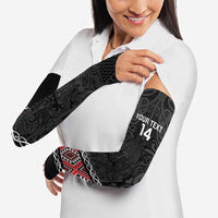 Custom New Zealand Silver Fern Rugby Arm Sleeves All Black Maori Taniko Pattern - Polynesian Pride