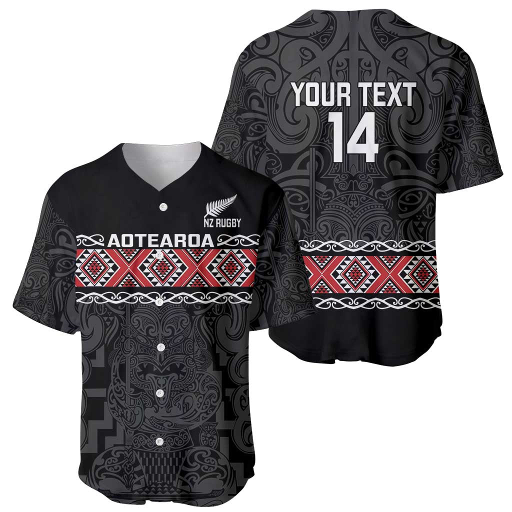 Custom New Zealand Silver Fern Rugby Baseball Jersey All Black Maori Taniko Pattern