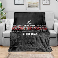 Custom New Zealand Silver Fern Rugby Blanket All Black Maori Taniko Pattern