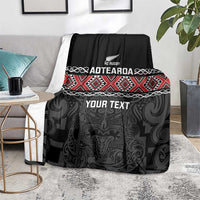Custom New Zealand Silver Fern Rugby Blanket All Black Maori Taniko Pattern