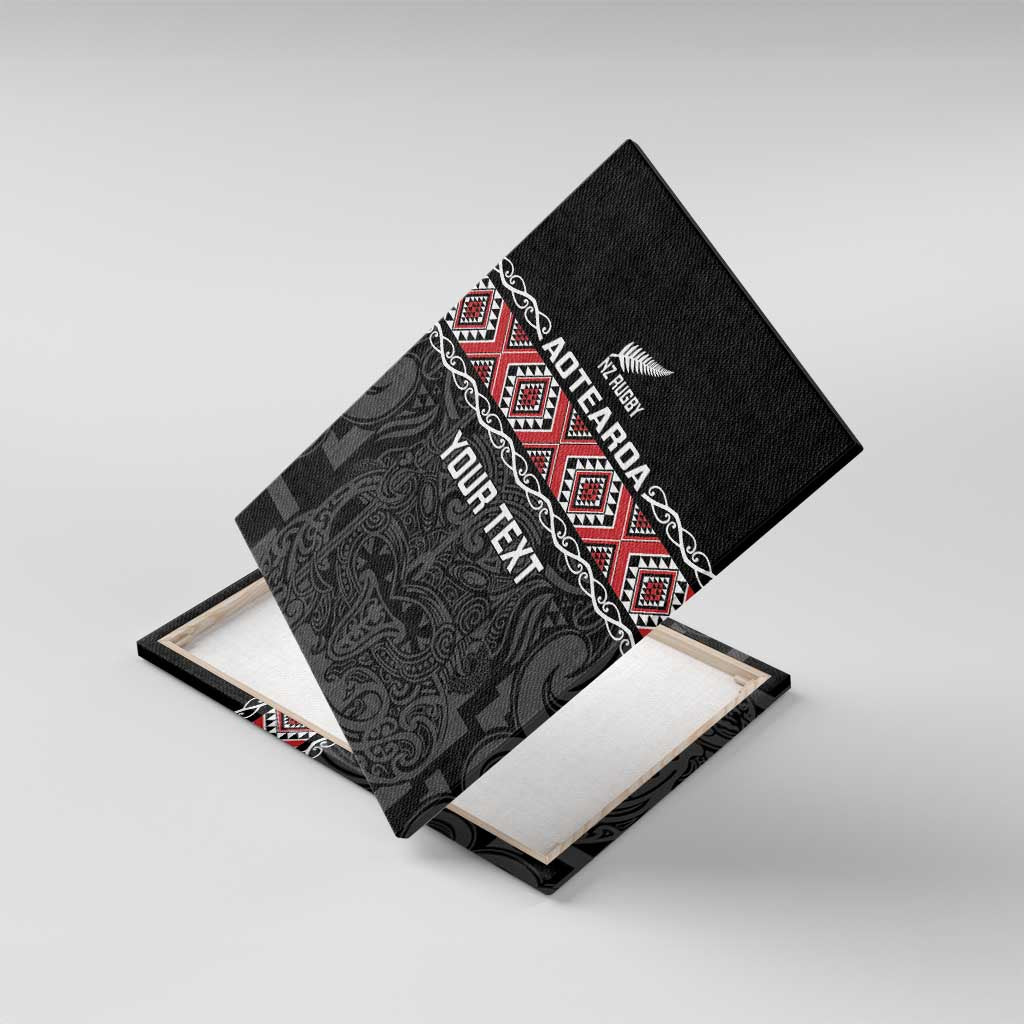 Custom New Zealand Silver Fern Rugby Canvas Wall Art All Black Maori Taniko Pattern