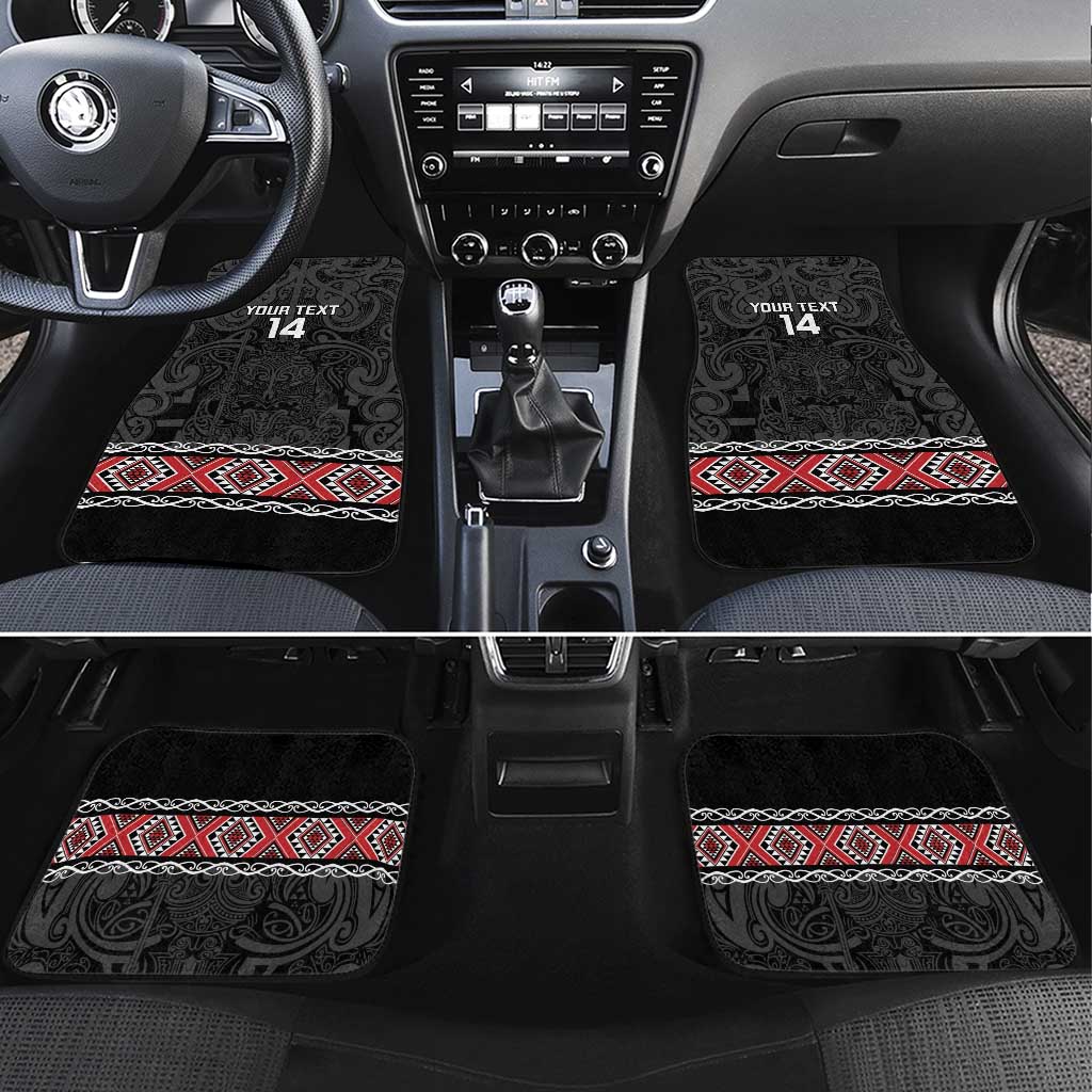 Custom New Zealand Silver Fern Rugby Car Mats All Black Maori Taniko Pattern