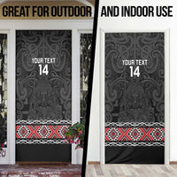 Custom New Zealand Silver Fern Rugby Door Cover All Black Maori Taniko Pattern - Polynesian Pride