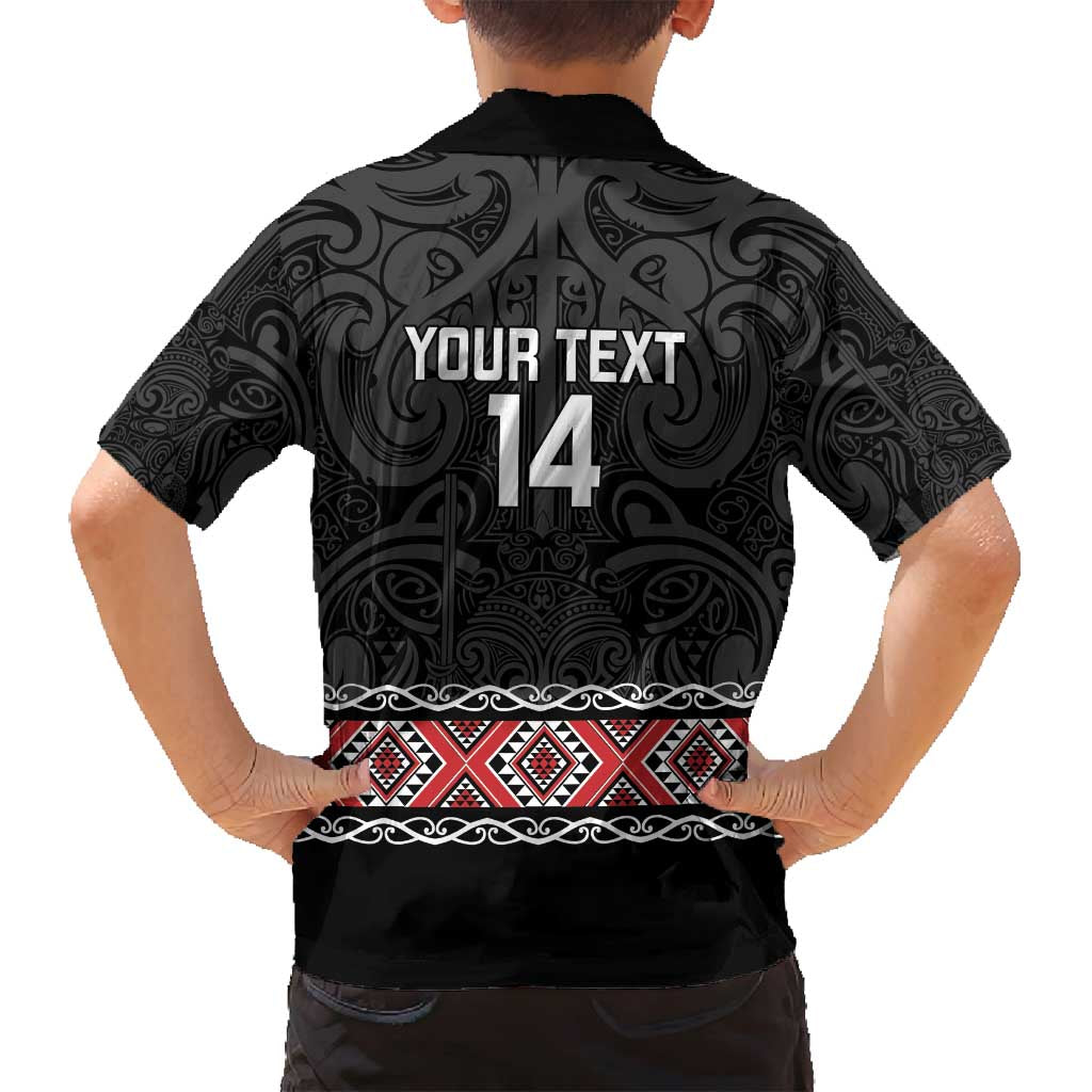 Custom New Zealand Silver Fern Rugby Family Matching Tank Maxi Dress and Hawaiian Shirt All Black Maori Taniko Pattern