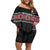 Custom New Zealand Silver Fern Rugby Off Shoulder Short Dress All Black Maori Taniko Pattern