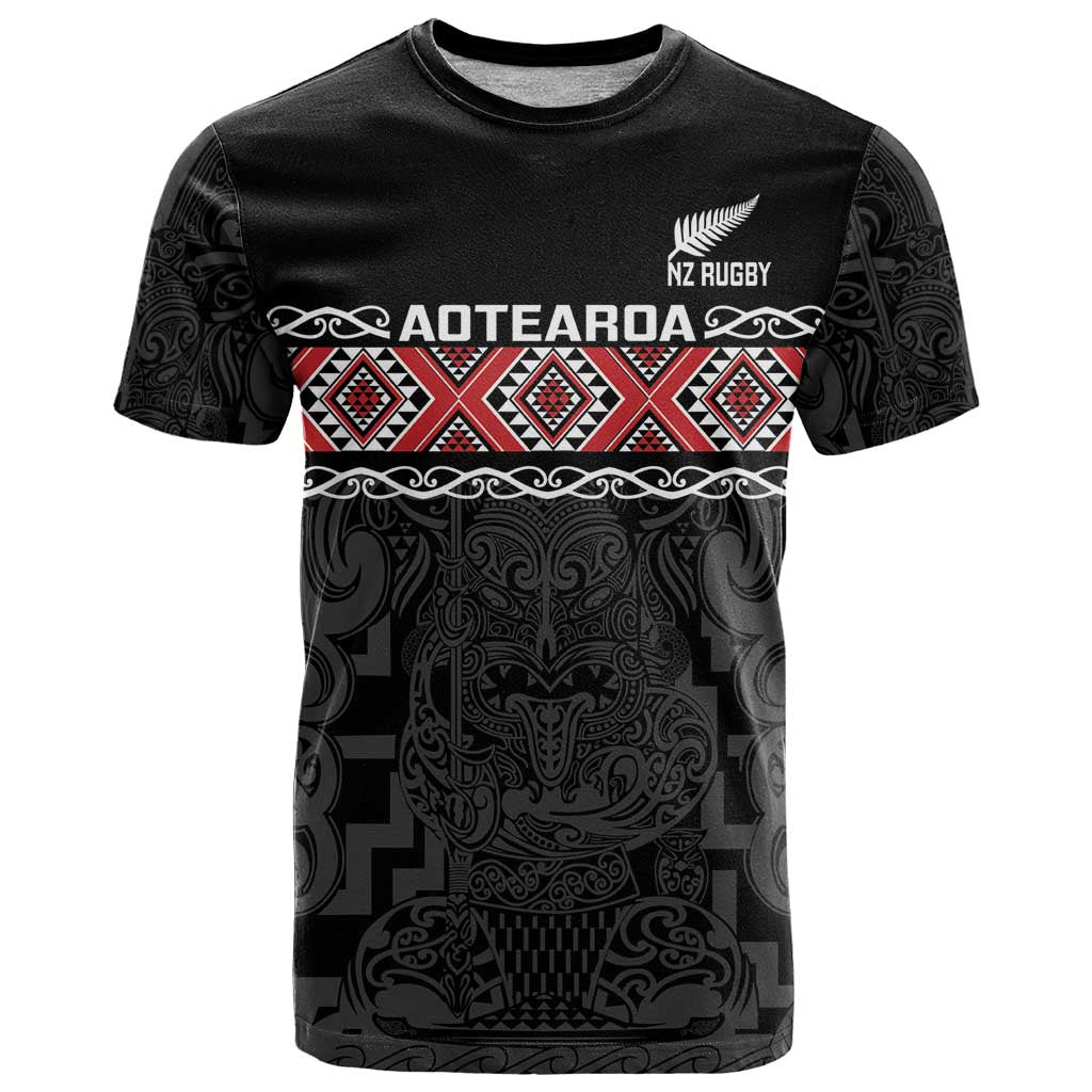 Custom New Zealand Silver Fern Rugby T Shirt All Black Maori Taniko Pattern