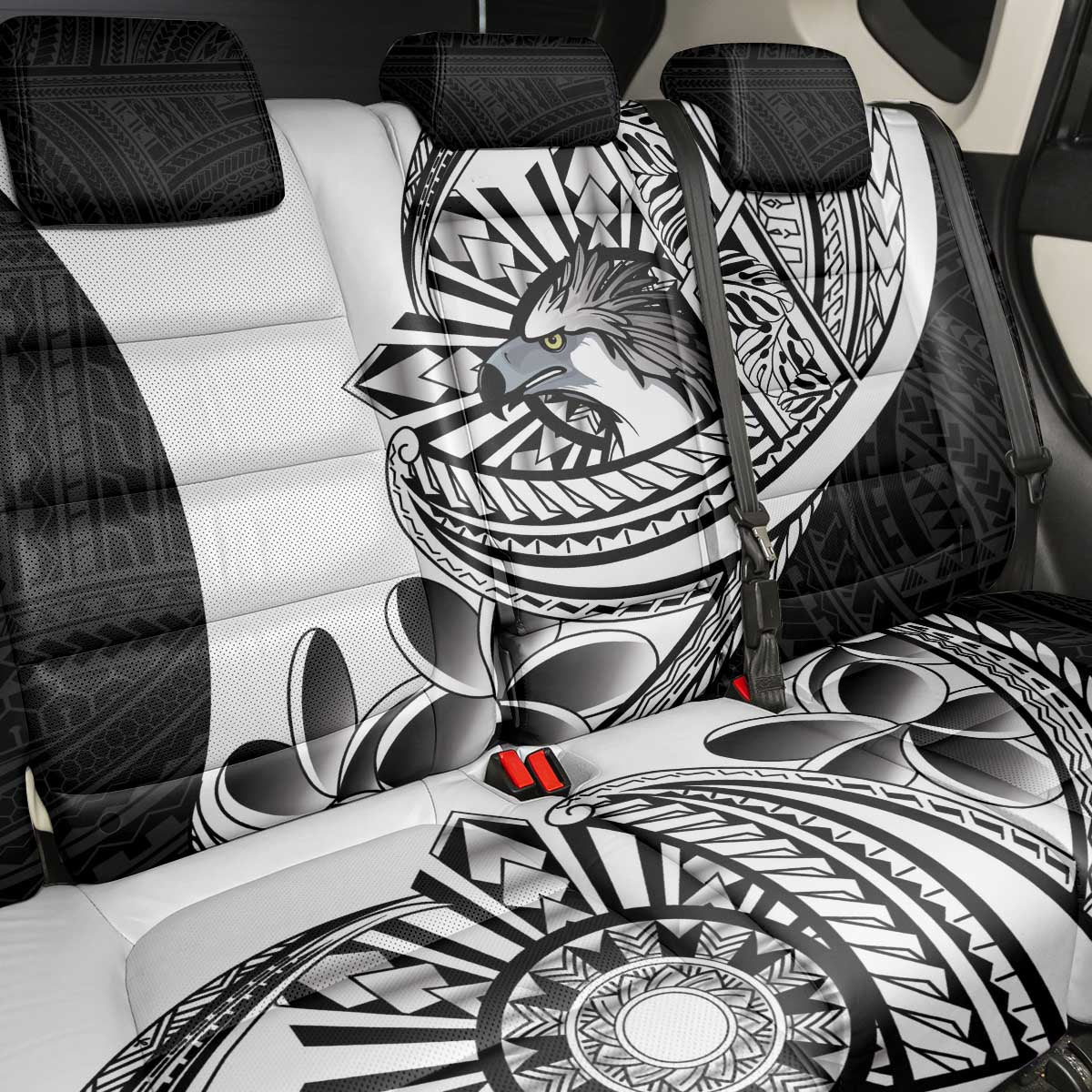 Philippines Eagle Sun Back Car Seat Cover Filipino Agila Polynesian Tattoo Black Color