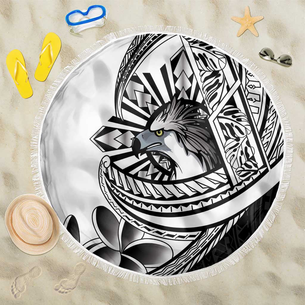 Philippines Eagle Sun Beach Blanket Filipino Agila Polynesian Tattoo Black Color