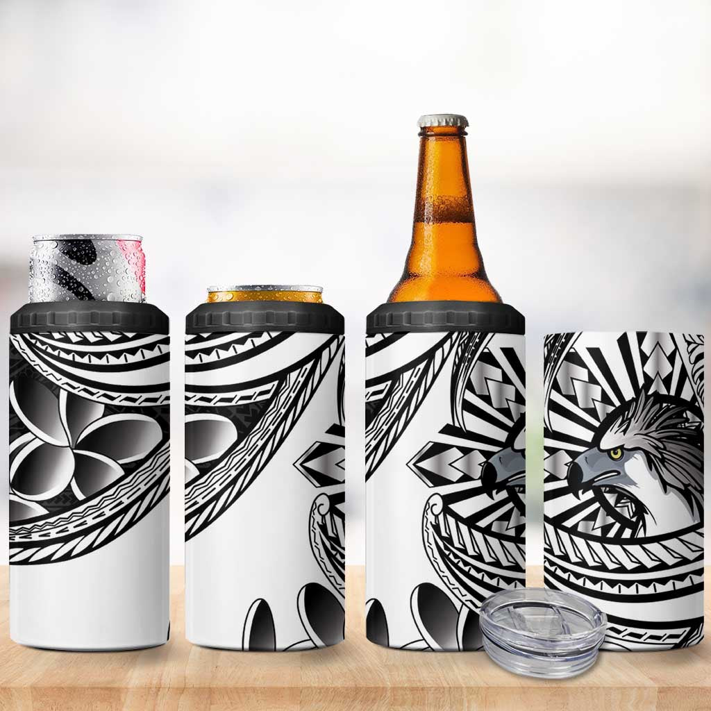 Philippines Eagle Sun 4 in 1 Can Cooler Tumbler Filipino Agila Polynesian Tattoo Black Color