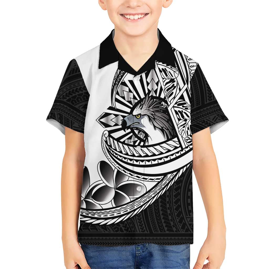 Philippines Eagle Sun Family Matching Long Sleeve Bodycon Dress and Hawaiian Shirt Filipino Agila Polynesian Tattoo Black Color LT14 Son's Shirt Black - Polynesian Pride