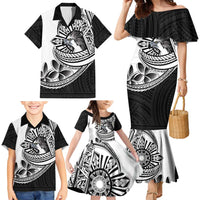 Philippines Eagle Sun Family Matching Mermaid Dress and Hawaiian Shirt Filipino Agila Polynesian Tattoo Black Color LT14 - Polynesian Pride