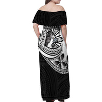 Philippines Eagle Sun Family Matching Off Shoulder Maxi Dress and Hawaiian Shirt Filipino Agila Polynesian Tattoo Black Color LT14 - Polynesian Pride
