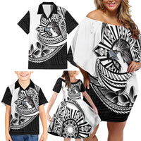 Philippines Eagle Sun Family Matching Off Shoulder Short Dress and Hawaiian Shirt Filipino Agila Polynesian Tattoo Black Color LT14 - Polynesian Pride