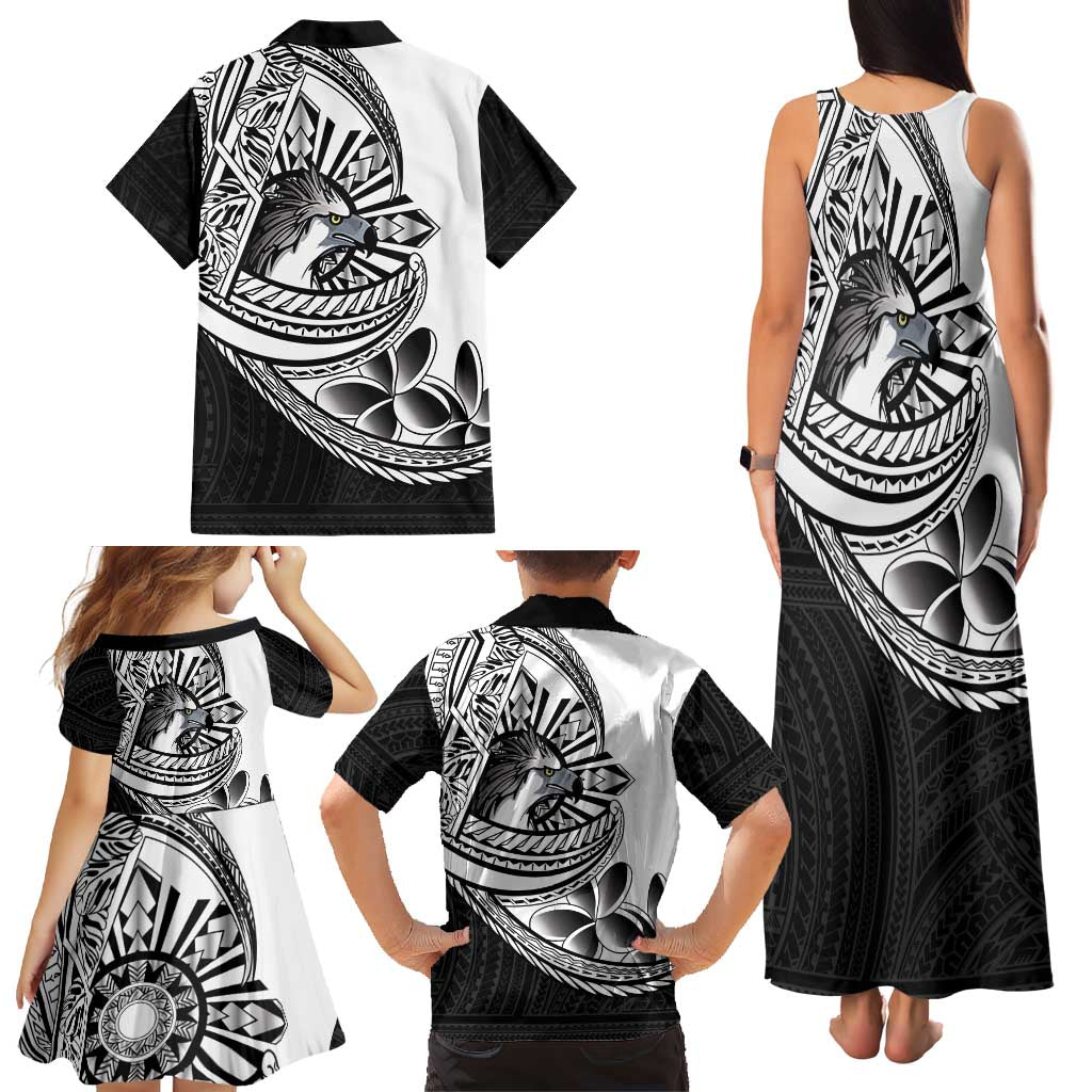 Philippines Eagle Sun Family Matching Tank Maxi Dress and Hawaiian Shirt Filipino Agila Polynesian Tattoo Black Color LT14 - Polynesian Pride