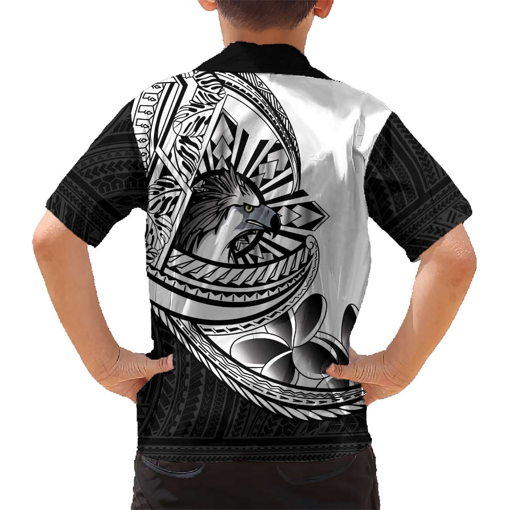 Philippines Eagle Sun Hawaiian Shirt Filipino Agila Polynesian Tattoo Black Color