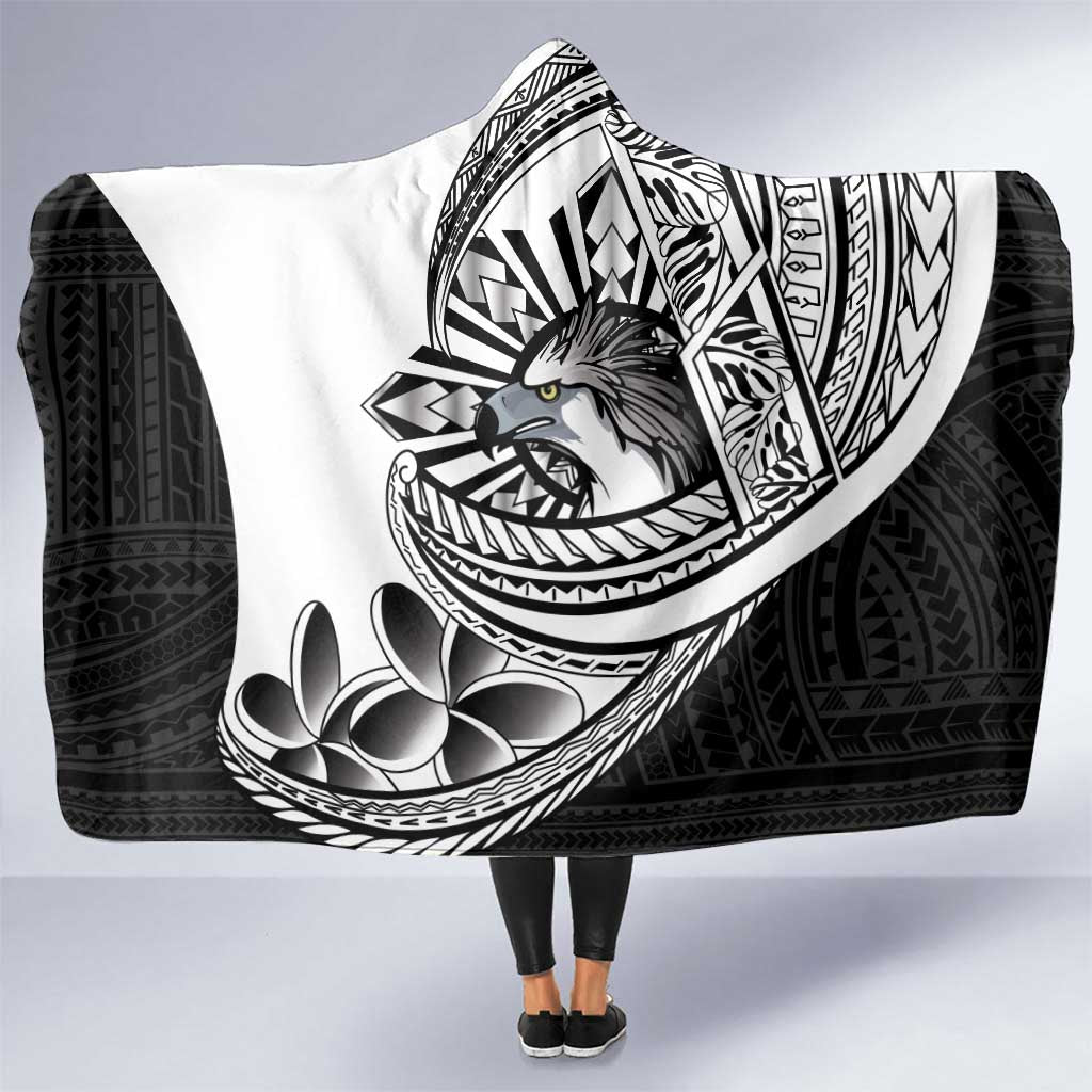 Philippines Eagle Sun Hooded Blanket Filipino Agila Polynesian Tattoo Black Color