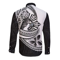 Philippines Eagle Sun Long Sleeve Button Shirt Filipino Agila Polynesian Tattoo Black Color