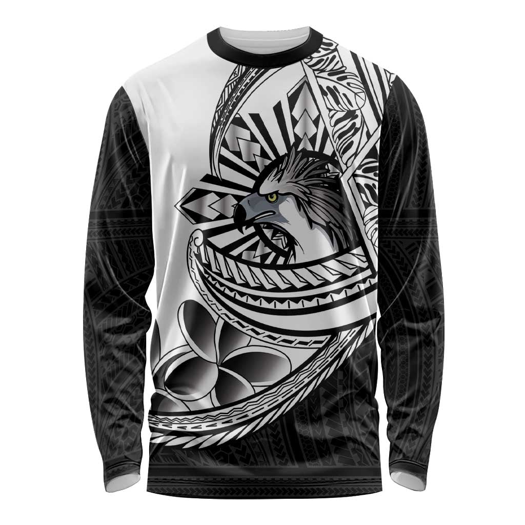 Philippines Eagle Sun Long Sleeve Shirt Filipino Agila Polynesian Tattoo Black Color