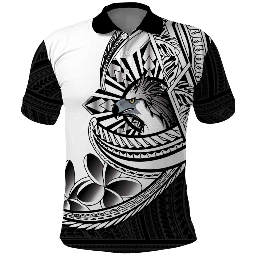 Philippines Eagle Sun Polo Shirt Filipino Agila Polynesian Tattoo Black Color