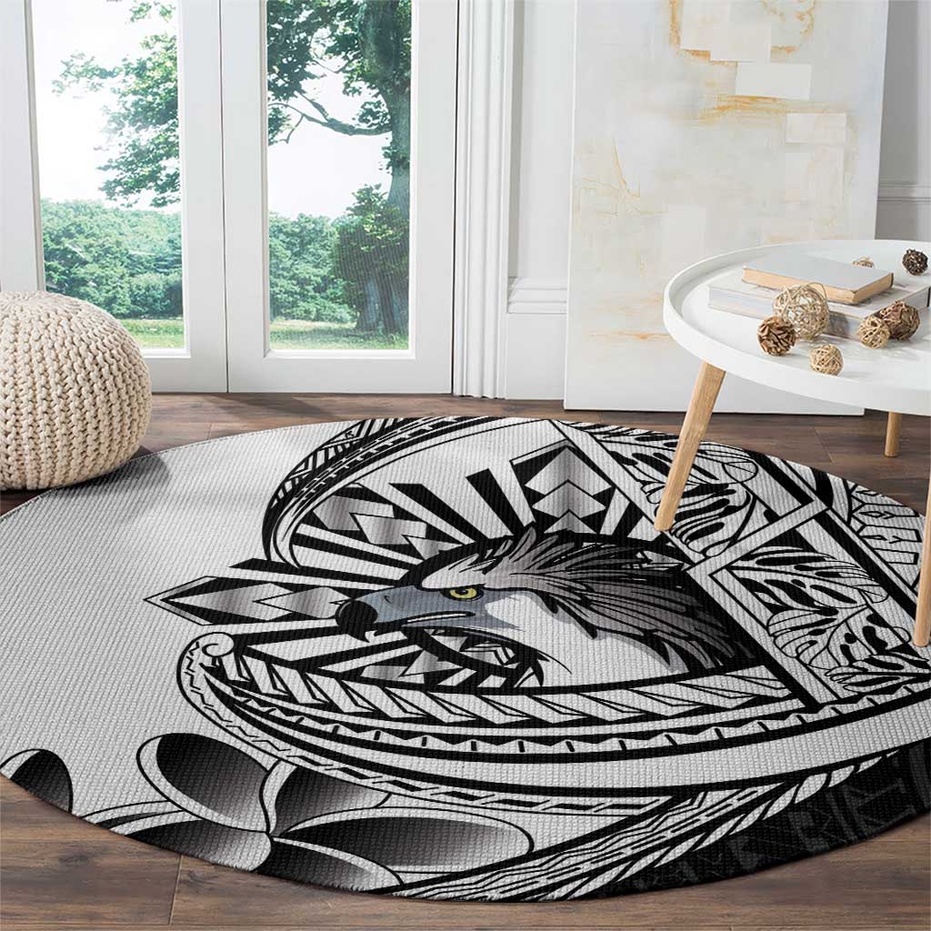Philippines Eagle Sun Round Carpet Filipino Agila Polynesian Tattoo Black Color