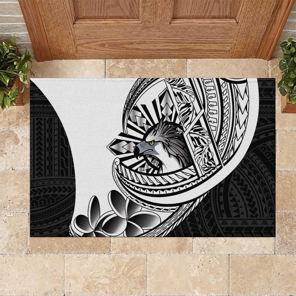 Philippines Eagle Sun Rubber Doormat Filipino Agila Polynesian Tattoo Black Color
