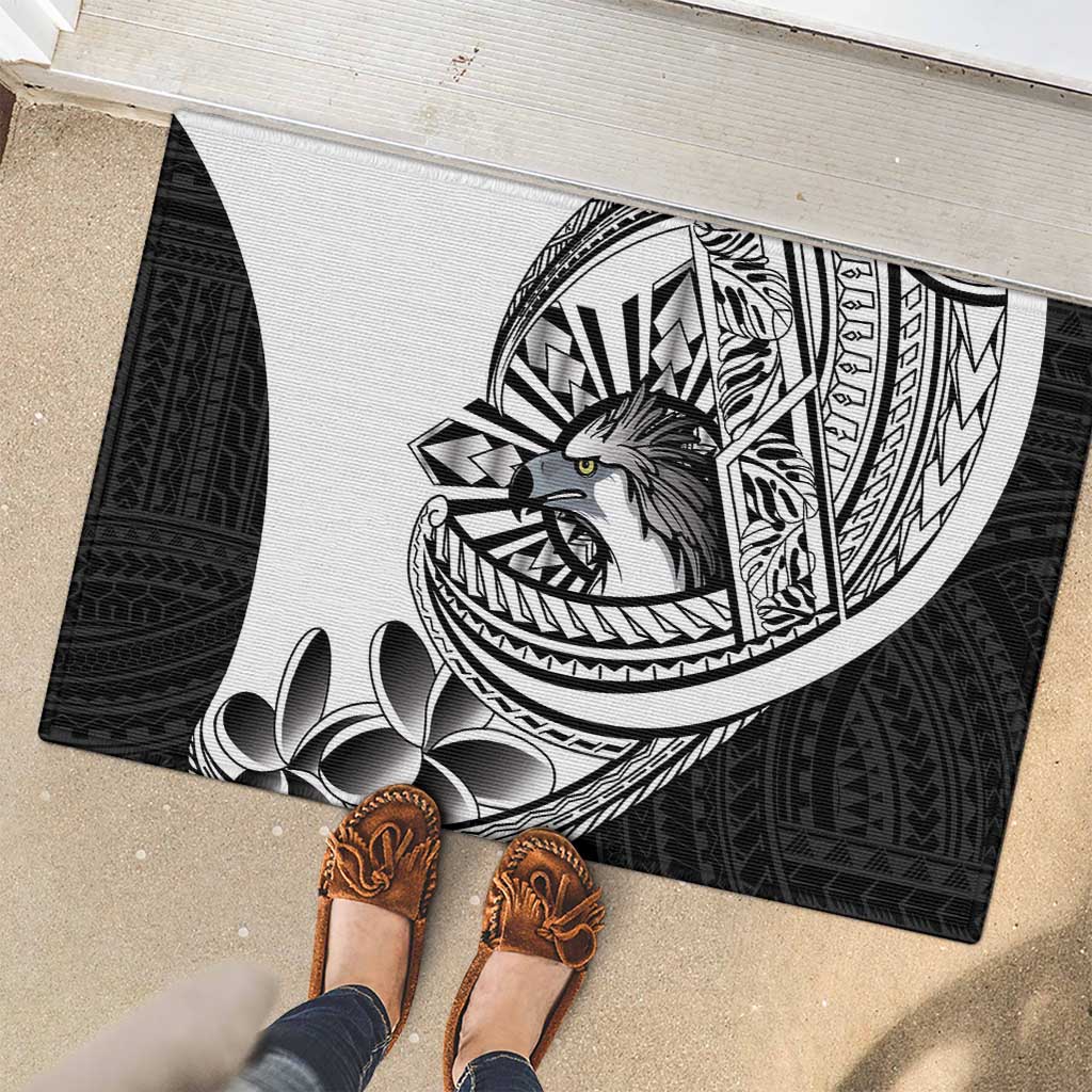 Philippines Eagle Sun Rubber Doormat Filipino Agila Polynesian Tattoo Black Color