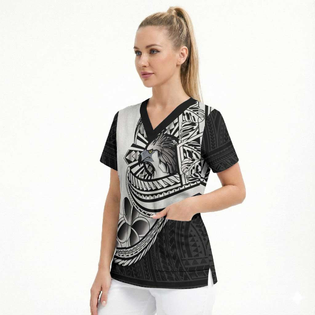 Philippines Eagle Sun Scrub Top Filipino Agila Polynesian Tattoo Black Color