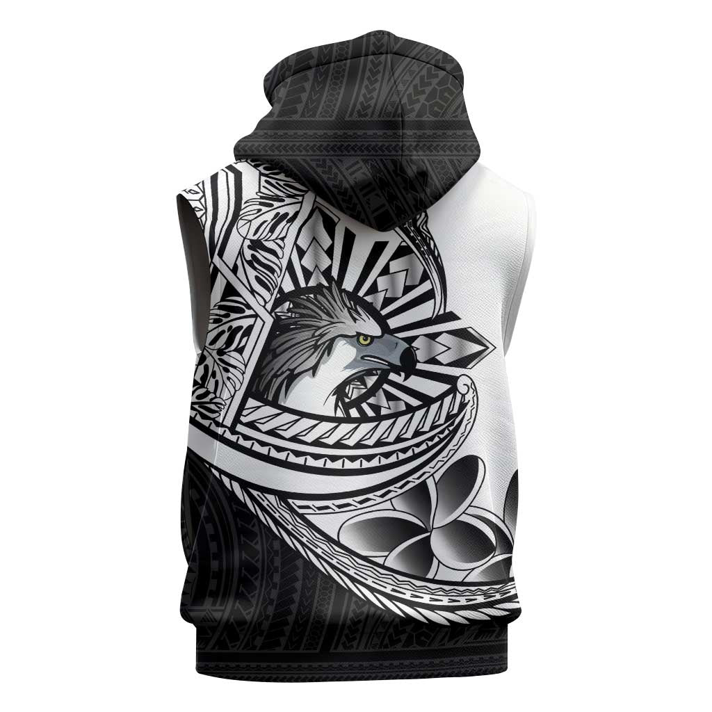 Philippines Eagle Sun Sleeveless Hoodie Filipino Agila Polynesian Tattoo Black Color