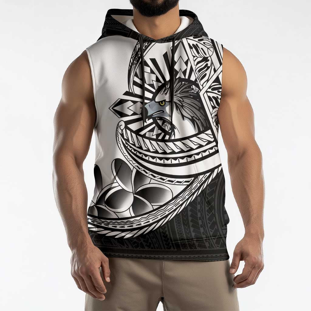 Philippines Eagle Sun Sleeveless Hoodie Filipino Agila Polynesian Tattoo Black Color