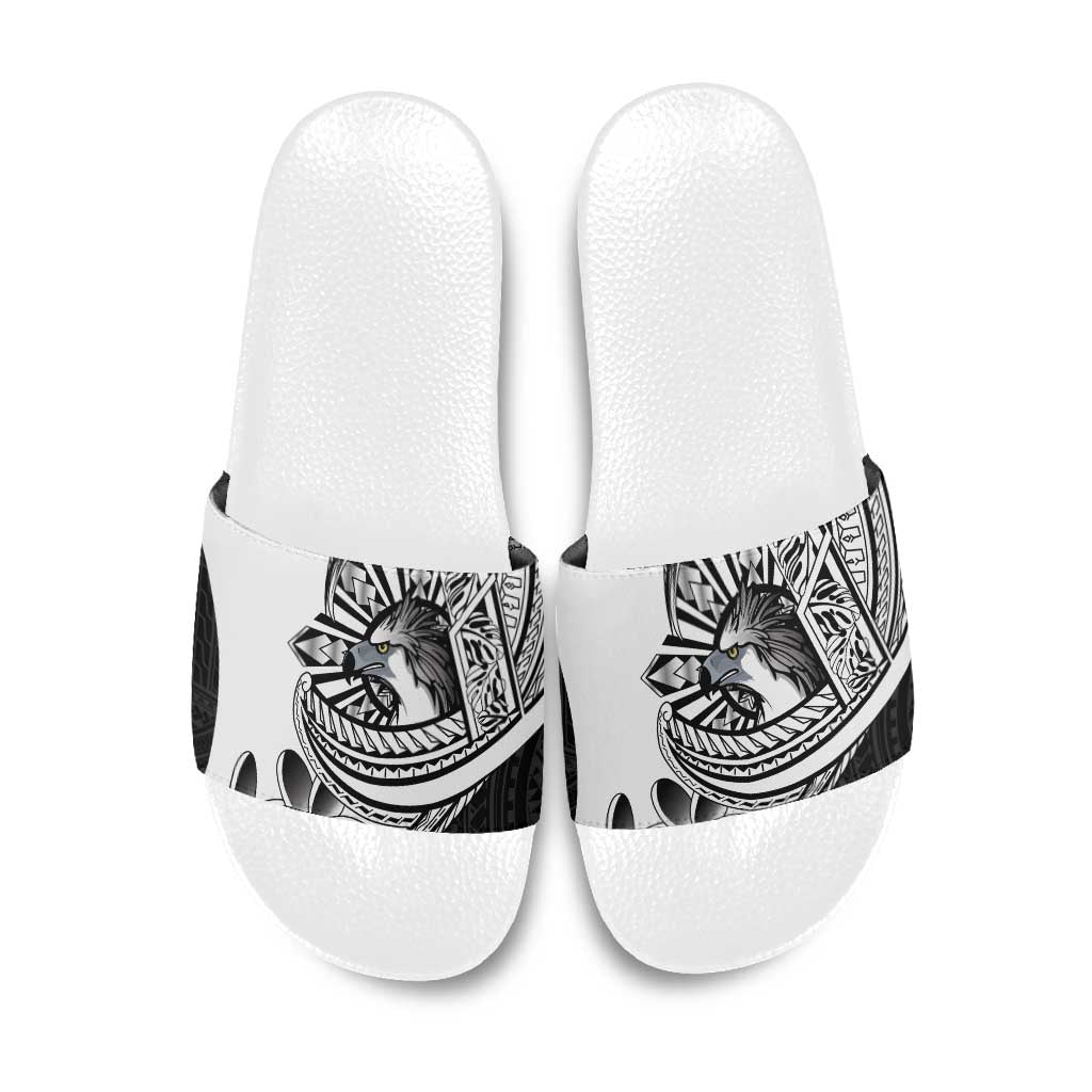 Philippines Eagle Sun Slide Sandals Filipino Agila Polynesian Tattoo Black Color