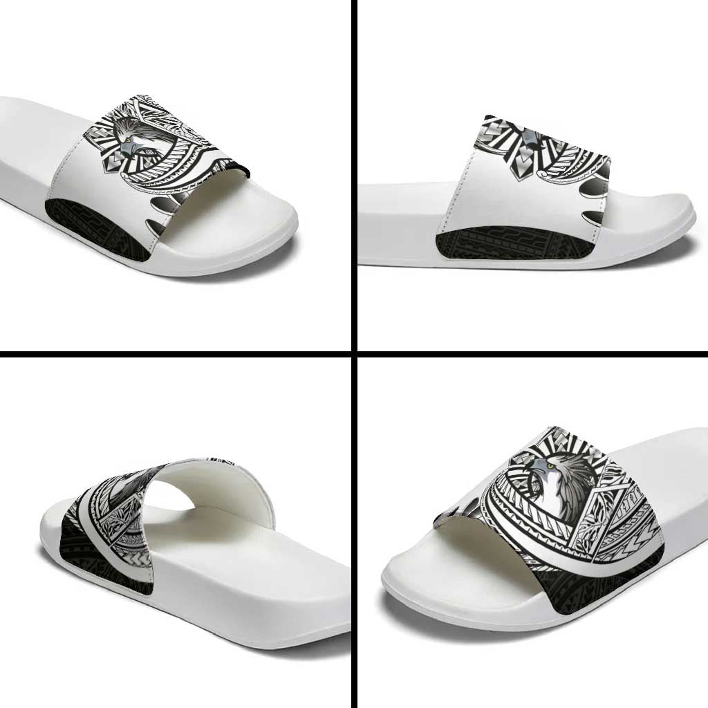 Philippines Eagle Sun Slide Sandals Filipino Agila Polynesian Tattoo Black Color