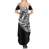 Philippines Eagle Sun Summer Maxi Dress Filipino Agila Polynesian Tattoo Black Color