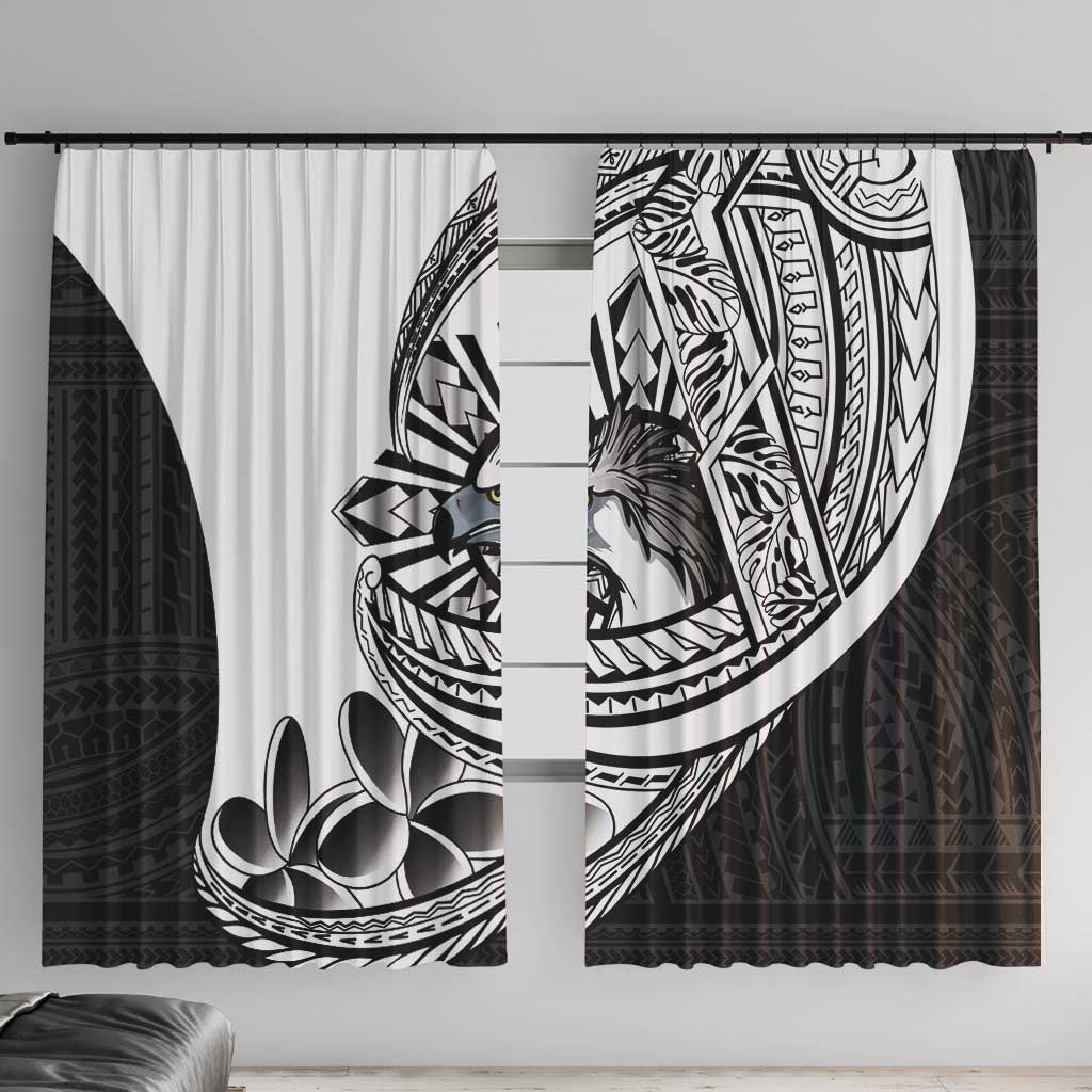 Philippines Eagle Sun Window Curtain Filipino Agila Polynesian Tattoo Black Color