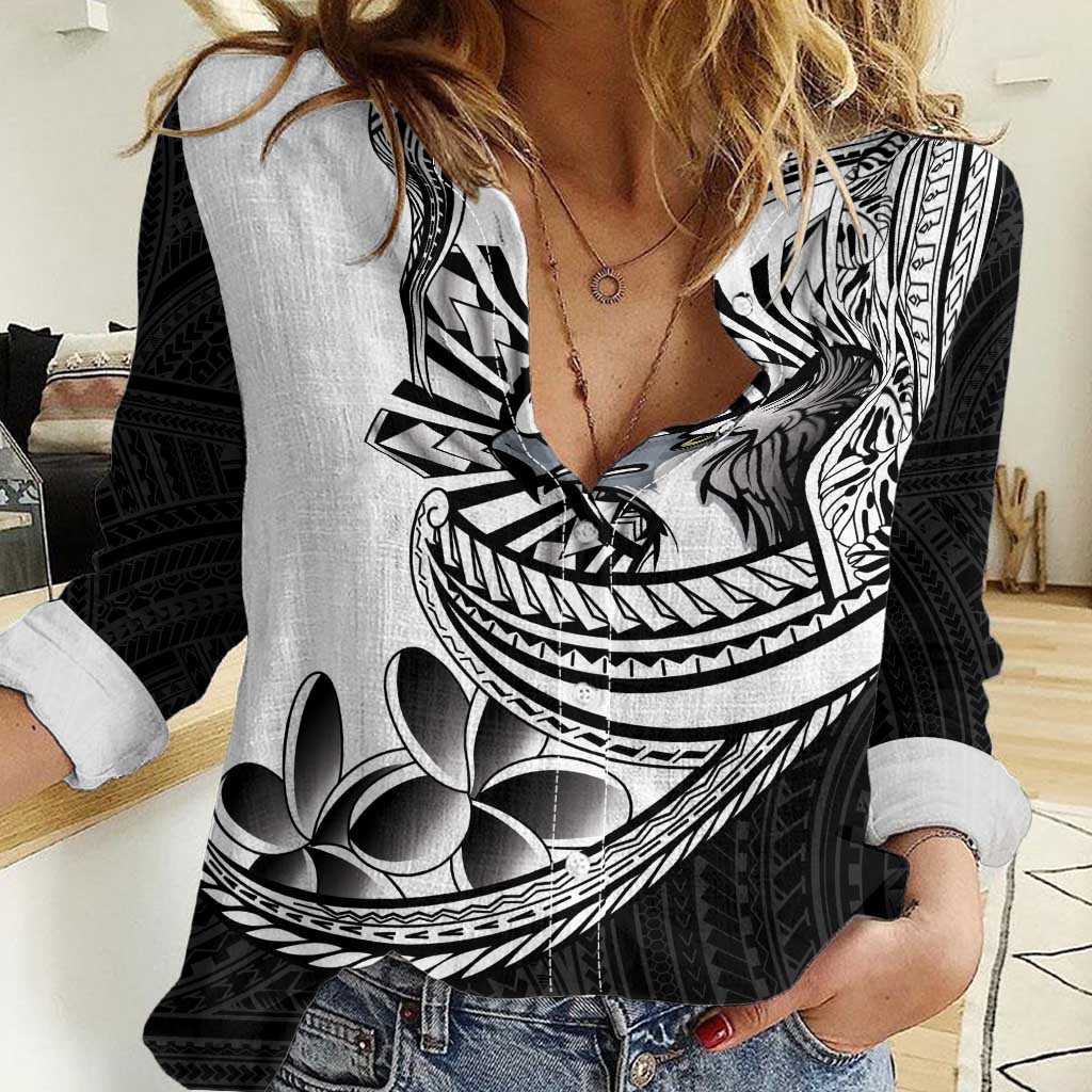 Philippines Eagle Sun Women Casual Shirt Filipino Agila Polynesian Tattoo Black Color