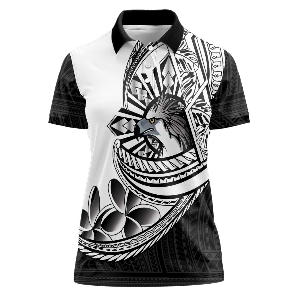 Philippines Eagle Sun Women Polo Shirt Filipino Agila Polynesian Tattoo Black Color