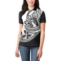 Philippines Eagle Sun Women Polo Shirt Filipino Agila Polynesian Tattoo Black Color