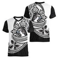 Philippines Eagle Sun Women V-Neck T-Shirt Filipino Agila Polynesian Tattoo Black Color
