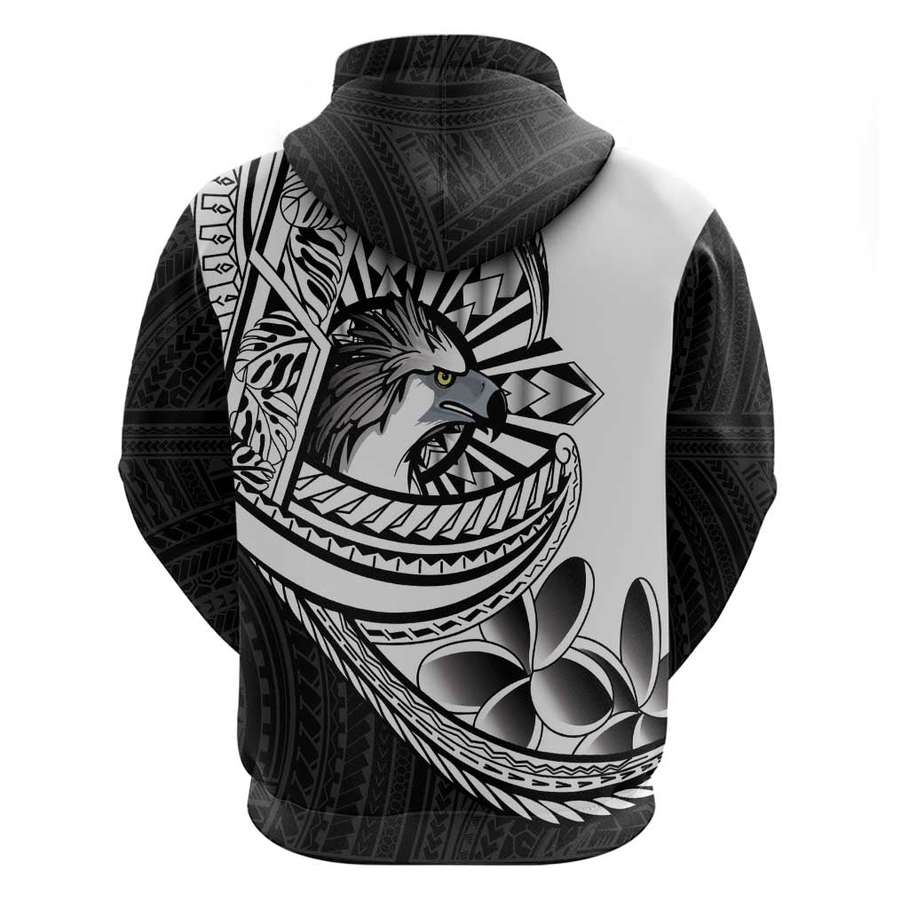 Philippines Eagle Sun Zip Hoodie Filipino Agila Polynesian Tattoo Black Color