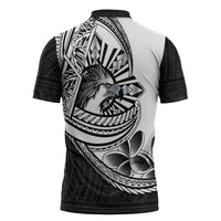Philippines Eagle Sun Zipper Polo Shirt Filipino Agila Polynesian Tattoo Black Color