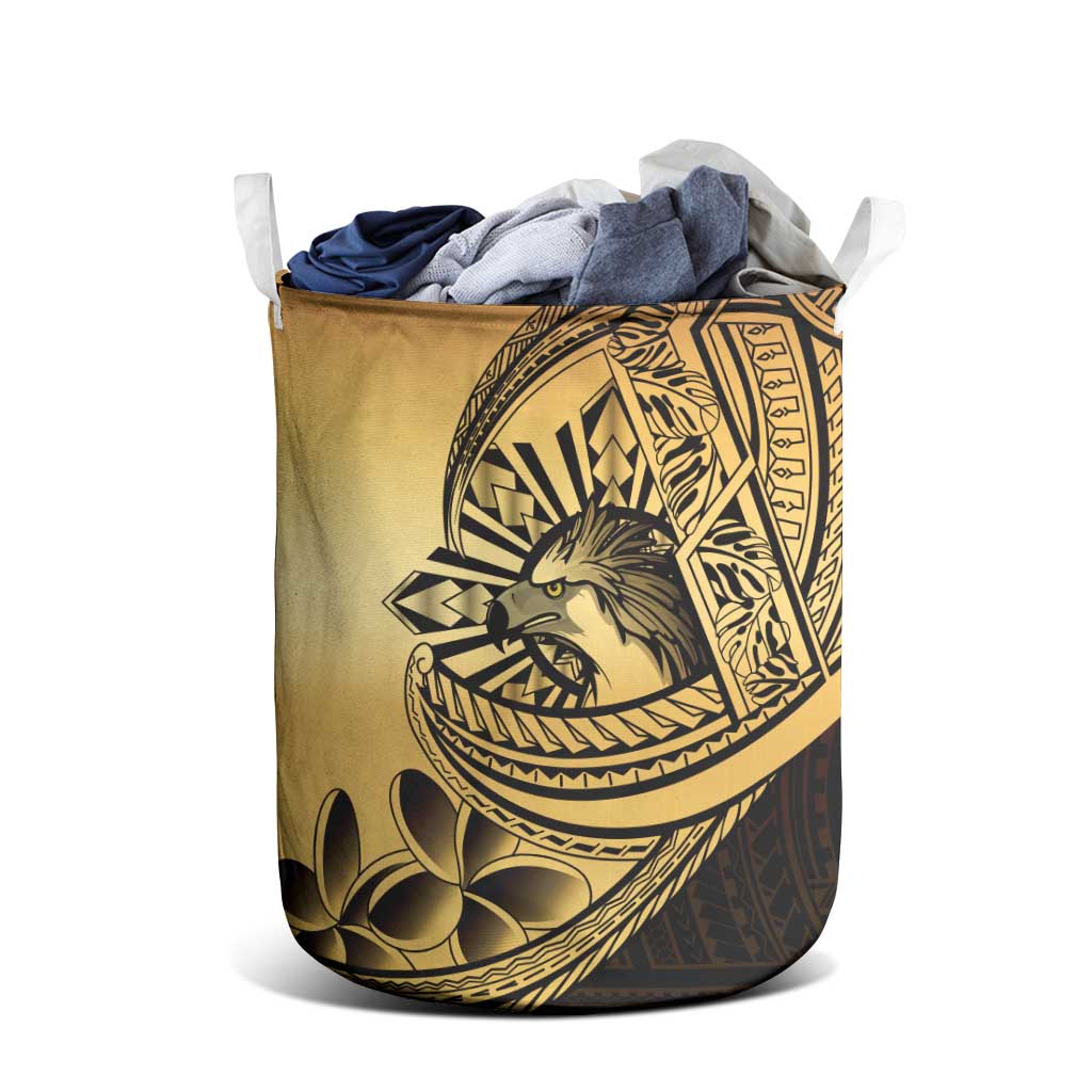 Philippines Eagle Sun Laundry Basket Filipino Agila Polynesian Tattoo Gold Color