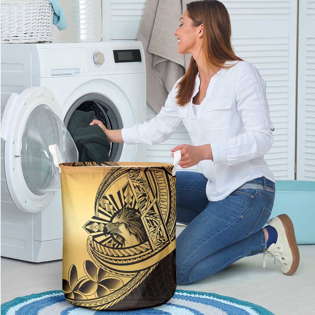 Philippines Eagle Sun Laundry Basket Filipino Agila Polynesian Tattoo Gold Color